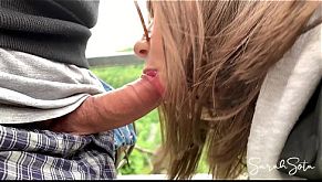 Public blowjob and fuck on a sightseeing tour - we nearly got caught