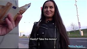 Public Agent Monica Brown has her tight Russian pussy fucked outdoors