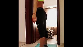 Home isolating. He fuck me during my yoga hour. Creampie amateur