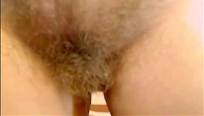 Big hairy bush on horny russian lady
