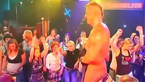 Blonde girl sucking jock with cream