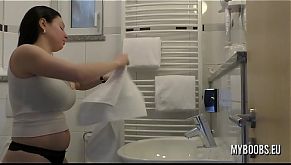 Waking up with Talia Amanda in the morning and her big natural boobs are the star of this early morning boner show